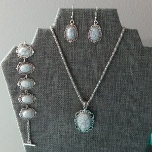 Gray Turquoise Southwest Jewelry Set